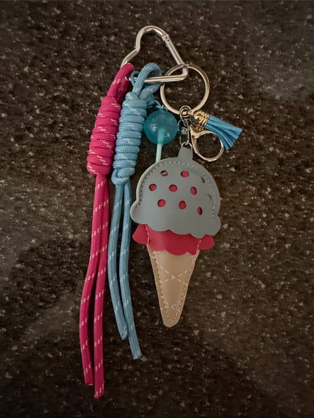 Pink and Light Blue Ice Cream Keychain Charm